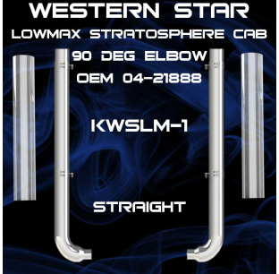 7 Inch Western Star LowMax Stratosphere Exhaust Kit 2002-2006 with 90 Degree Elbow, Chrome Finish, Dynaflex