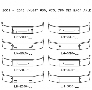 Chrome Steel Bumper for 2004-2012 Volvo VNL64T/630/670/780 Set Back Axle - Customizable Options Available