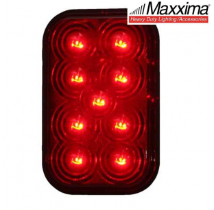 Rectangular Red Stop/Tail/Turn Light, 5.3x3.4x1.8 Inch, 9 LEDs, DOT/SAE Certified, 12.8VDC, Moisture Proof, Maxxima 5-Year Warranty