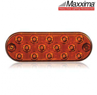 Ultra Thin Oval Amber Park Rear Turn Light - 6.5x2.3x0.4 Inch, 14 LEDs, DOT/SAE Certified, Maxxima 5 Year Warranty