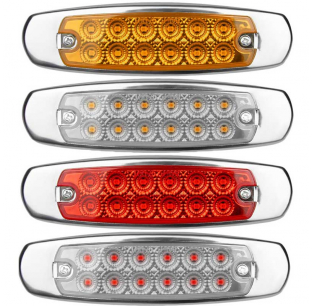 12 LED Marker Light with Stainless Steel Flange in Red or Amber