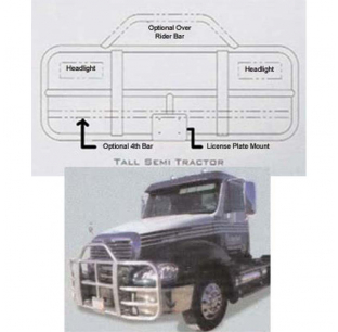 Premier Guards Tall Semi-Tractor: Protects Radiator & Intercooler, Easy Install, Polished/Powder Coat, Customizable, Lightweight Aluminum, Freight Shipping