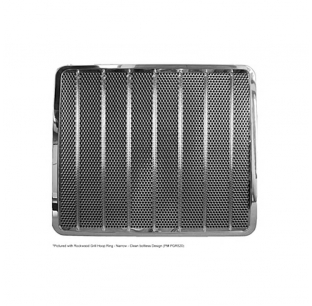 Stainless Steel Round Hole Grill with Reinforcement Bars for Peterbilt 359/379 Extended Hood