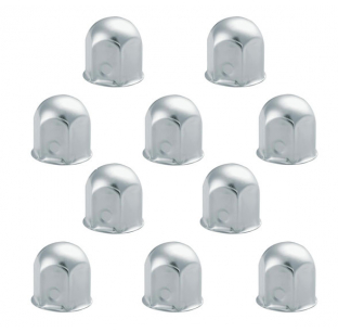 10 Pack 41mm x 2 Inch Stainless Steel Round Top Push-On Lug Nut Covers