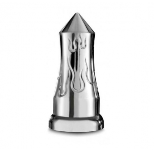 33mm Chrome Plastic Soaring Flame Push-On Lug Nut Cover, 4-1/8 Inch, Durable and Stylish