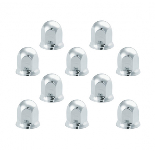 10 Pack Stainless Steel Push-On Lug Nut Covers with Flange, 1-1/8