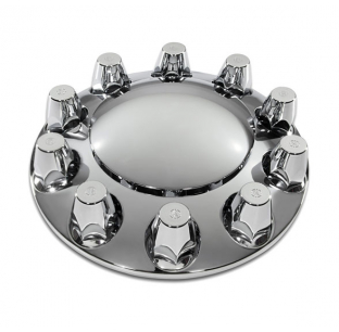 Chrome Plastic Front Wheel Axle Cover with Removable Hub Cap and Thread-On Lug Nut Covers