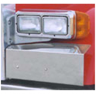 Peterbilt 379 Standard Mount Fender Guards with Angle Cut - Double Rectangular Headlight - Light Holes Only