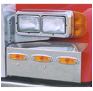 Peterbilt 379 Double Rectangular Headlight Fender Guards with Light Holes - Roadworks - 1 Year Warranty