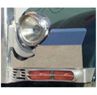 Stainless Steel Peterbilt 379 Fender Guards for J Lite Bracket Headlights & Blinkerbar - Roadworks