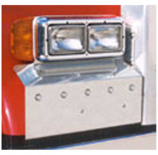 Peterbilt 379 Double Rectangular Headlight Fender Guards | Stainless Steel | Fits 10 Amber Bulls-Eye LED Lights | Roadworks 1 Year Warranty