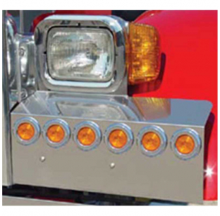 Peterbilt 379 Solid Mount Single Rectangle Fender Guard by Roadworks - Light Holes Only - No Lights Included