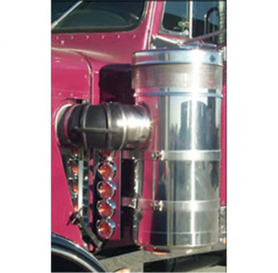 1973-1986 Peterbilt 359 Vortox Front Breather Lights - Stainless Steel, 10 Light Holes, Roadworks