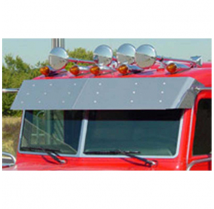 Peterbilt 2005-2022 Cab Mounted Mirrors Stainless Steel Flat Top Drop Visors 13.5 or 11 Inch