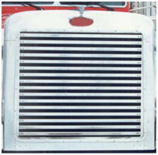 Peterbilt 379 Regular Hood Grill w/15 Horizontal Bars - Stainless Steel, Fits Models 357, 377, 378, 379, 385