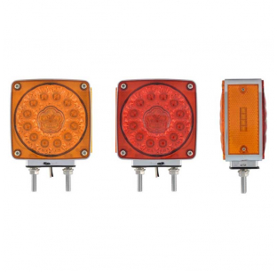 Super Diode Double Face Double Post LED Marker/Turn Signal Light with Amber LEDs and Clear Lens, 38 Diodes, 12V, Trux 3 Year Warranty