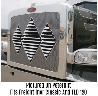 Freightliner Classic & FLD 120 Stainless Steel Triple Diamond Louvered Grille