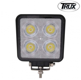 Universal 4.5 Square 4 LED Flood/Spot Beam Work Light, 4000 Lumens, Clear Lens, Black Housing