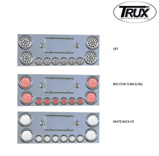 Rear Center Panel with Dual Revolution Red to White LED Lights - 4x4 Inch & 6x2 Inch