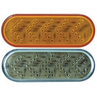 Trux Oval Sequential Arrow LED Light - Amber/Red, 35 Diodes, 6.5x2.25x1.75, Internal Flasher