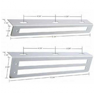 Stainless Steel 12 Inch Strip Light Bracket with 1 or 2 LED Cutouts, Fits Most Truck Models