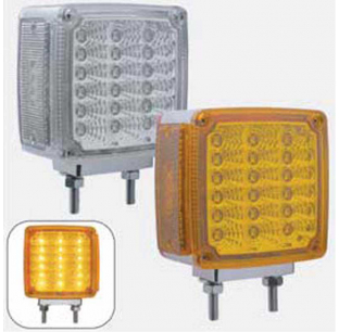 39 LED Reflector Double Face Turn Signal Light - Amber/Red Lens, Heavy Duty Chrome Housing, United Pacific