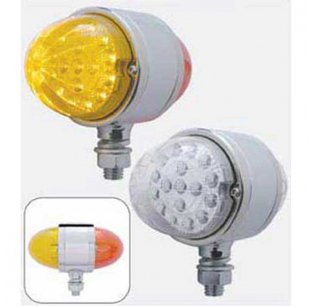 17 LED Reflector Double Face Light - Amber & Red LEDs, Chrome Housing, Single Stud Mount, Fits Most Trucks, United Pacific