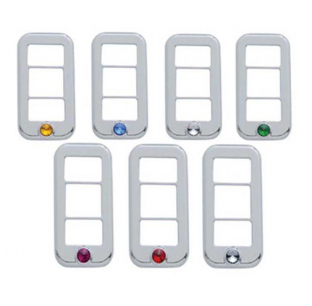 Chrome Plastic Freightliner Rocker Switch Cover with 3 Openings - Available in Multiple Colors and Styles