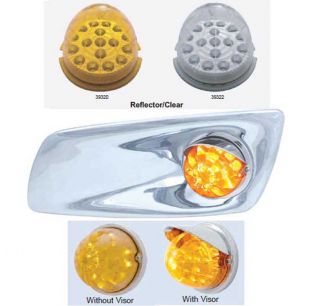 LED Kenworth T660 Front Bumper Light Without Visor - 17 Amber LEDs, Dual Function, Clear Lens, United Pacific