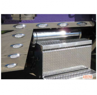 Peterbilt 379, 388, 389 Extended Hood Cab Panels with 4 P1 LED Lights, 12 Inch Spacing, 3 Inch Tall