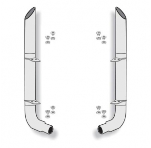 American Eagle 7-5 x 120 Stainless Steel Exhaust Kit with Miter Stacks and Peterbilt Elbows