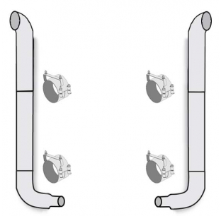 American Eagle 7-5 x 120 Stainless Steel Exhaust Kit for Freightliner - Includes Curve Turn Stacks and Clamps