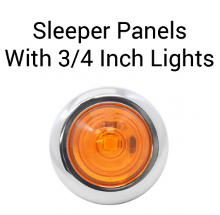 Peterbilt 386 Sleeper Panels 48x2.5 Inch with 7 Round 3/4 Inch Lights, 6 Inch Spacing