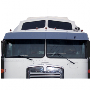 Kenworth K100E Cab Over 13 Inch Drop Visor, 3 Hole Side Mount, Stainless Steel