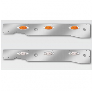 Kenworth T660 2007-2012 Rear Exhaust Cab Panels with Block Plug, Step Light, 3 P1 LED Lights