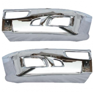 Chrome Bumper Ends with Tow, Fog Light, and Vent Holes for Kenworth T660