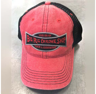 Big Rig Chrome Shop Red Legacy Dashboard Trucker Hat with Red Logo and Black Mesh Back