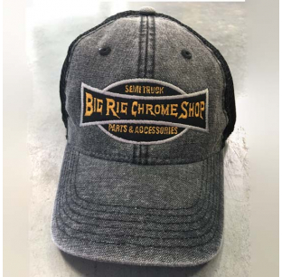 Big Rig Chrome Shop Black Legacy Dashboard Trucker Hat with Yellow Logo and Black Mesh Back