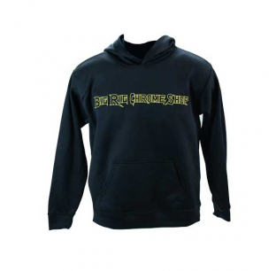 Youth Polyester Hooded Sweatshirt with Yellow Embroidered Big Rig Chrome Shop Logo