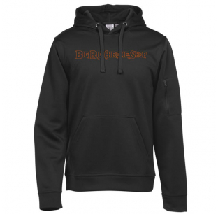 Big Rig Chrome Shop Polyester Hooded Sweatshirt With Zippered Sleeve Pocket And Orange Embroidered Logo