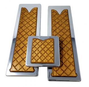 Golden Oak Wooden Square Pedal Set for Peterbilt 1985 and Newer