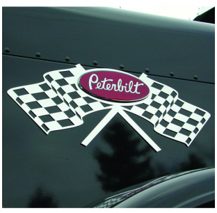 Peterbilt Hood Emblem Accent with Checkered Flag Cutout - Stylish and Durable