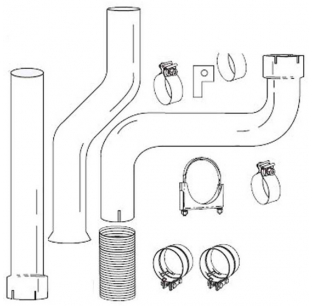 Aluminized Single Stack Turbo Kit for 2000-2004 GM 6.6L Duramax, 4-7 Inch Diameters, Stack Brackets Included