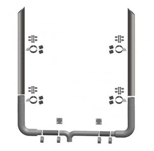 Grand Rock Peterbilt 379 1994 Through 2007 8 Inch Chrome Plated Seamless Exhaust Kits With Miter Cut Top Stacks