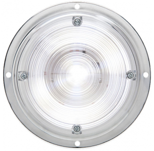 6 Inch Round 2 LED White Interior Dome Light with .180 Male Bullet Plugs