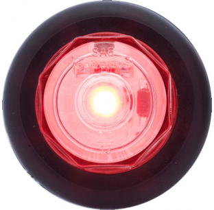 3/4 Inch Red LED Marker and Clearance Light with A11GB Grommet and .180 Male Bullet Plugs