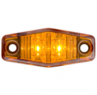 2 LED Amber Marker and Clearance Light with .156 Male Bullet Plugs and 12 Inch Leads