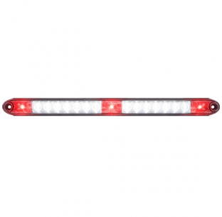 15 Inch 17 LED Red and White Identification Light Bar with Built-In Utility Light