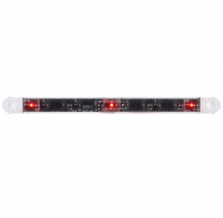 16 Inch 3 LED Red Identification Light Bar with Clear Lens and .180 Male Bullet Plugs