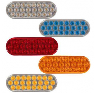 Ultra Thin Oval Emergency Warning Light - Multiple Colors, 24 LEDs, 6.3x2.2x1.2 Inch, 12/24 VDC, J595 SAE W-2 Red/Amber, Maxxima 5 Year Warranty